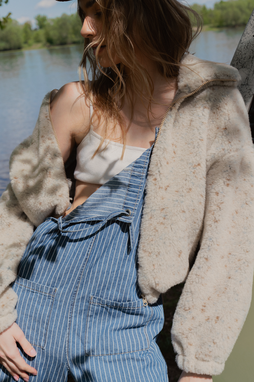 POLAR WEŁNIANY BLANCS PATTERN KROPKI MULTI BEŻ