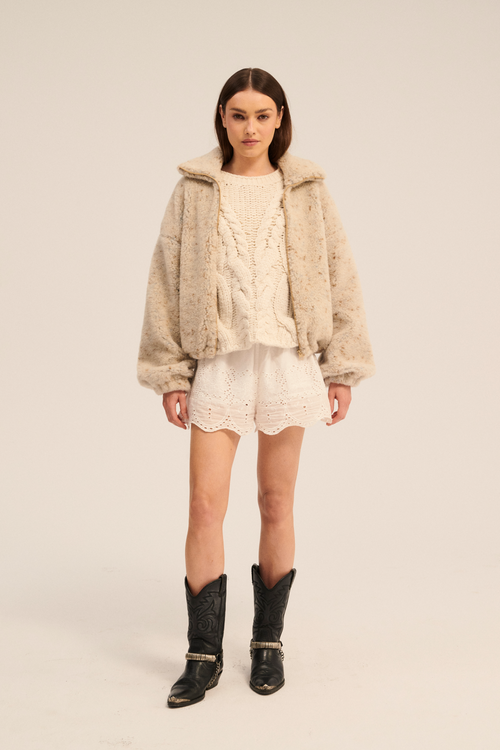 POLAR WEŁNIANY BLANCS PATTERN KROPKI MULTI BEŻ