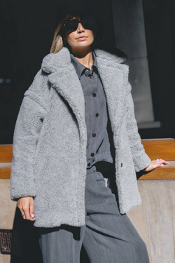 PŁASZCZ TEDDY MID SILVER