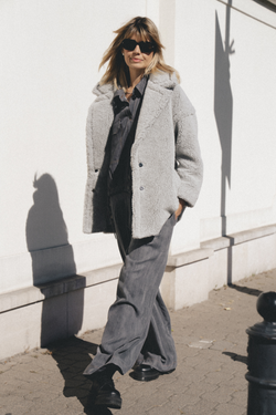 PŁASZCZ TEDDY MID SILVER