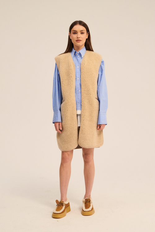 KAMIZELKA MERINO CAMPA PIASKOWY BRĄZ