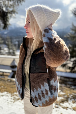 POLAR WEŁNIANY SHERPA PATTERN AZTEC LODOWY