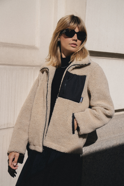 KURTKA SHERPA + PIASKOWY BRĄZ