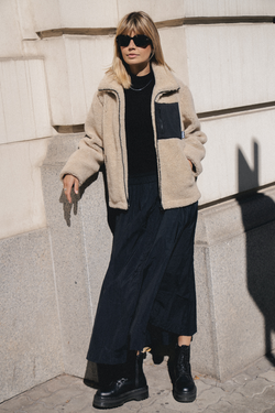 KURTKA SHERPA + PIASKOWY BRĄZ